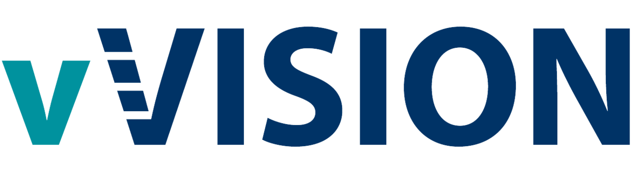 The vVision logo represents Viscom's in-house software