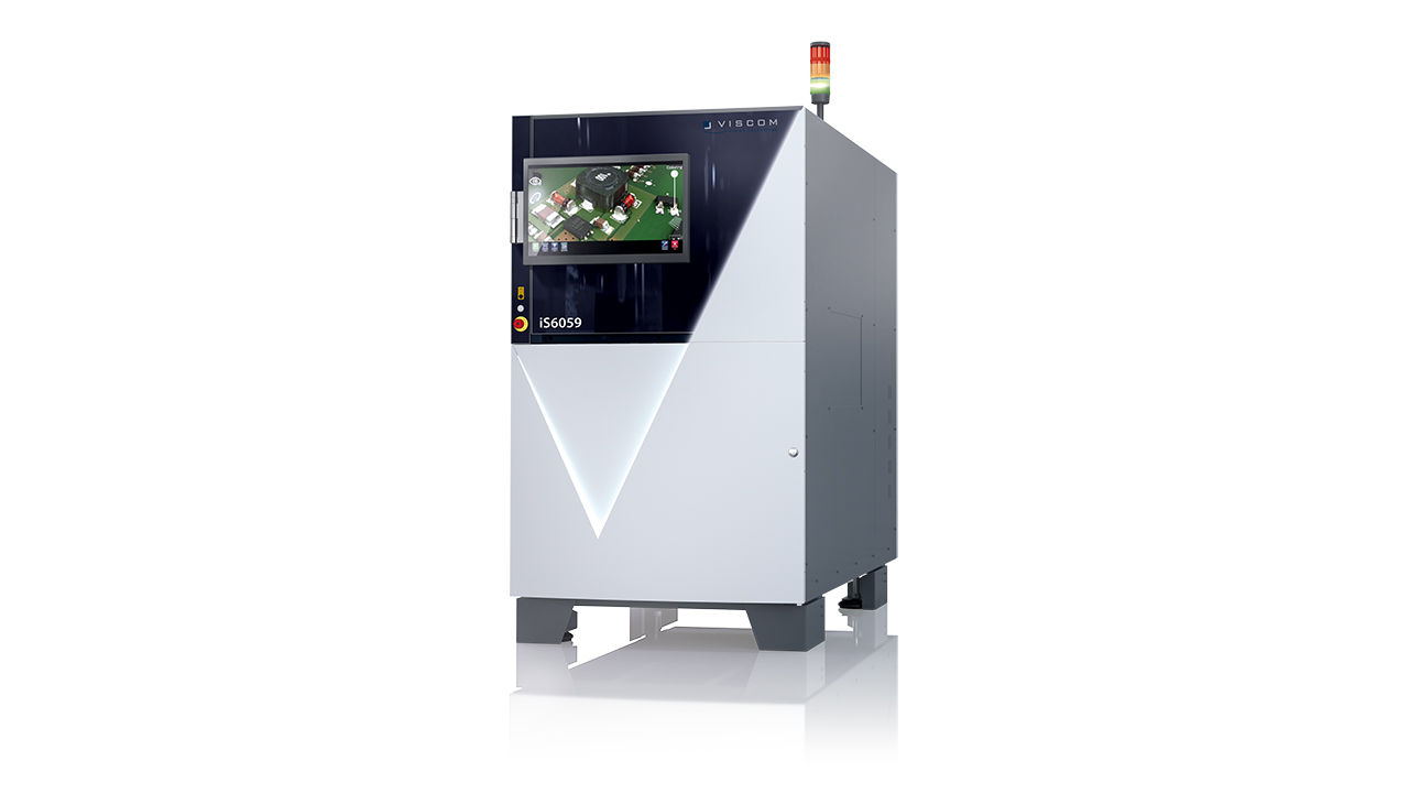 A render image of the Viscom system iS6059 PCB inspection Plus rotated to the left